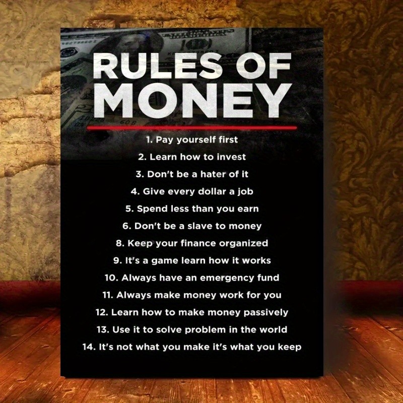 Rules Of Money Quote Canvas Art, Motivational Finance Office Wall Decor gallery