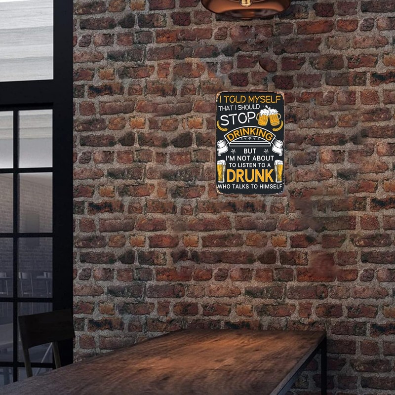 1pc, Drunk Funny Tin Metal Signs (12"x8"/30x20cm), Novelty Home Decor, Room gallery