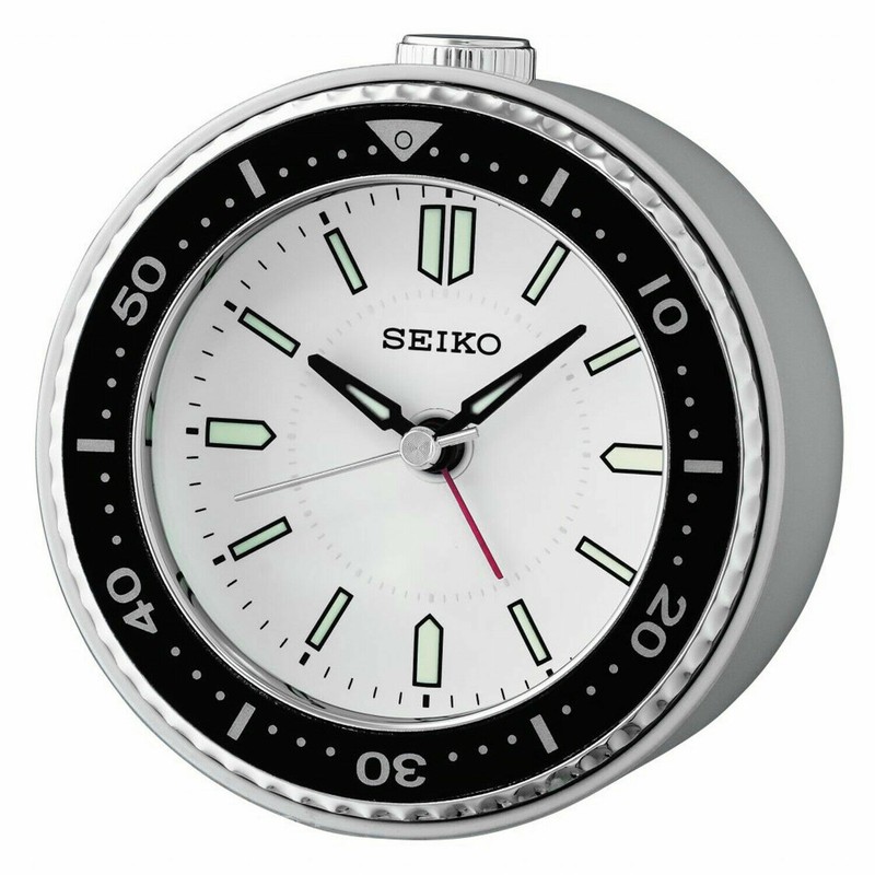 Seiko QHE184J White/Black Alarm Clock Watch Sobremesa