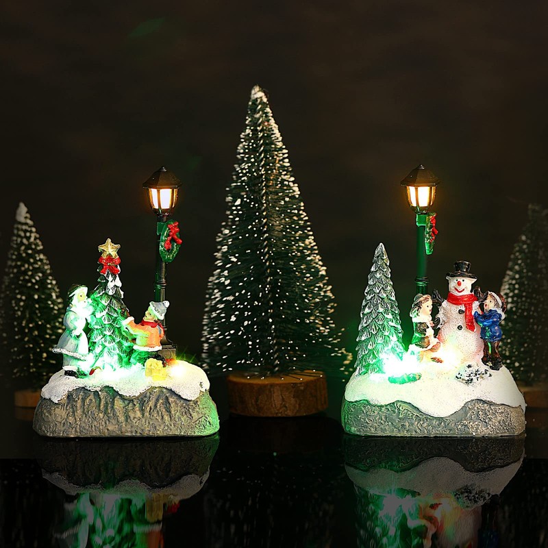 Karenhi Christmas Village Sets, 2 Pcs Snowman Tree Santa Multicolor gallery