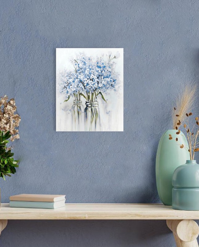 YPY Blue Flowers Canvas Wall Art: Abstract 15"L x 12"W, Flower gallery