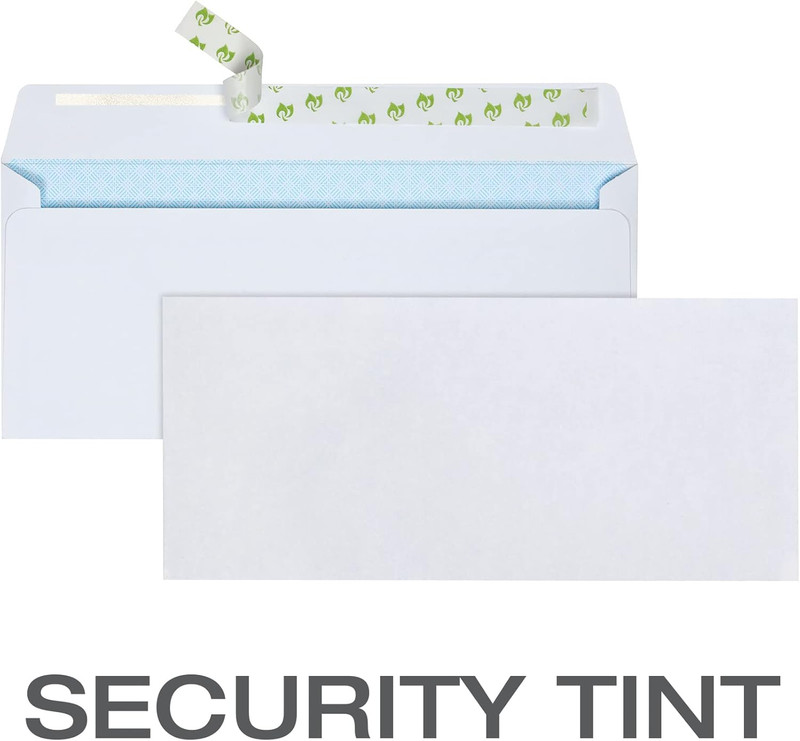 #10 Security Envelopes, No Window, Redi-Strip Self Seal Envelopes, 24-Lb White W gallery
