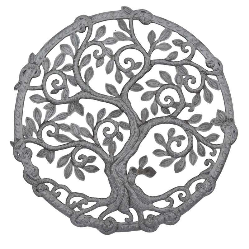 One-of-a-Kind Haitian Metal Tree of Life 23″ Wall Art – Handmade Recycled Steel