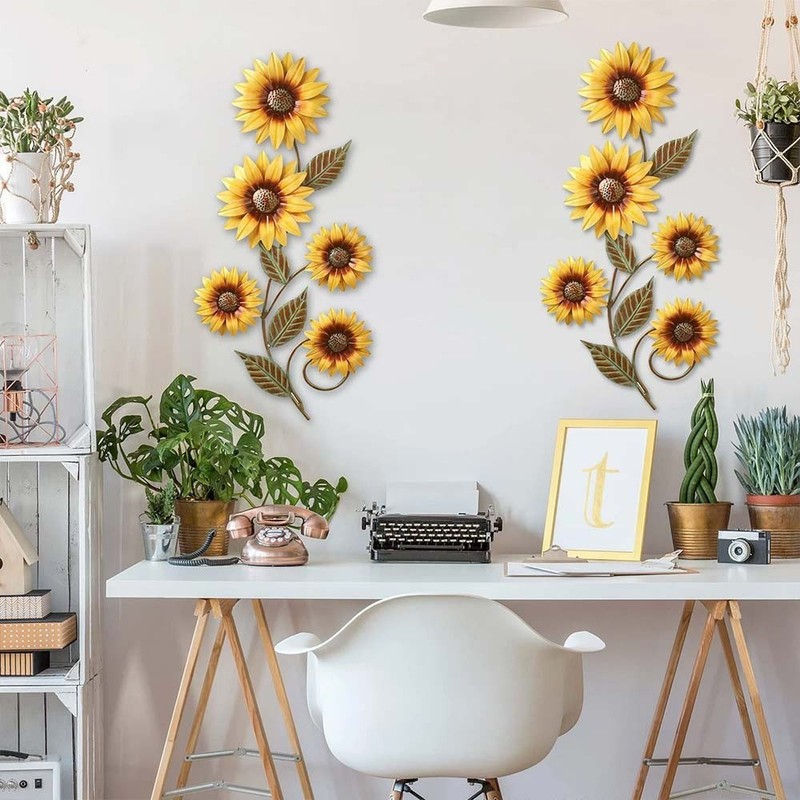 Metal Sunflower Wall Decorations Garden Wall Art Outdoor Indoors Floral Decor TL gallery