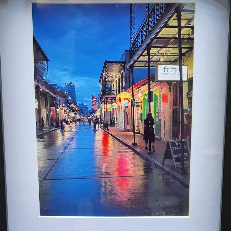 Beautiful Matted, Framed & Signed Photograph of Bourbon Street New Orleans gallery