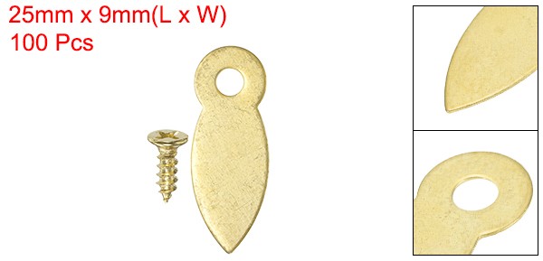 100Pcs Picture Frame Backing Clips with 100Pcs Screws for Hanging Picture, Gold gallery