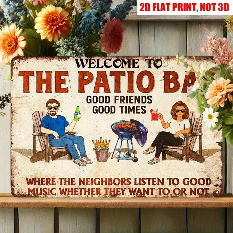 Welcome Patio Bar Sign Backyard Decor Beer Outdoor Bar Barbecue Metal Tin Signs gallery