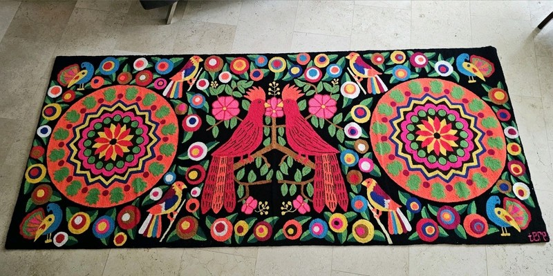 Gorgeous Teresa Gonzales Cotton Birds & Floral Tapestry Wall Hanging 1.25 x 3m