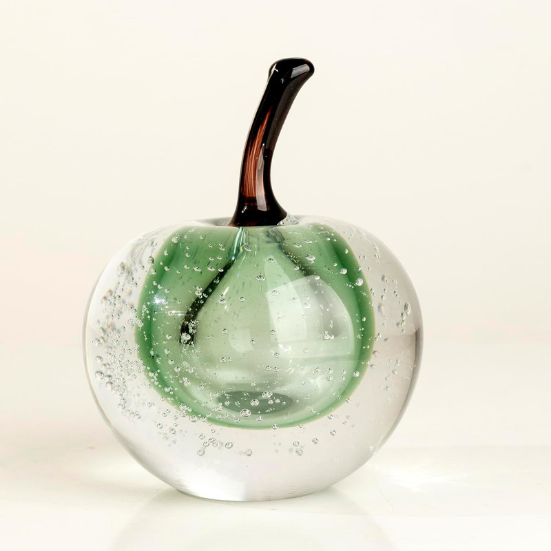 Modern Green Glass Apple Statue – Elegant Home Decor for Living Room & Office