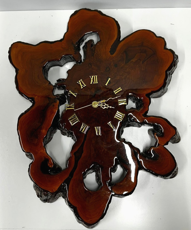 Cypress Handicraft Handmade Cypress Wood Wall Clock Live Edge Rustic Decor
