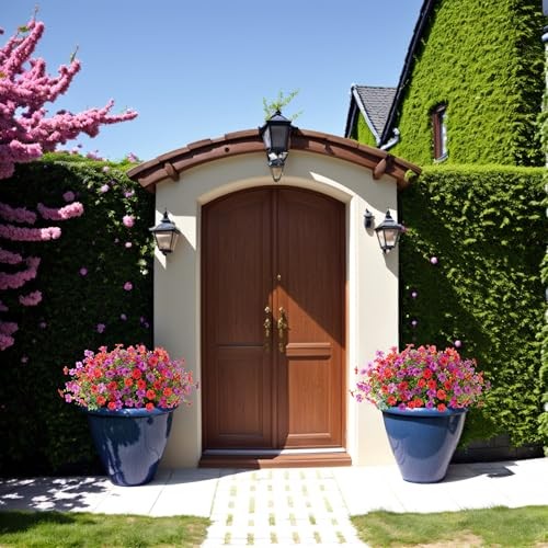 Artificial Silk Flowers Hanging Basket for Outdoor Indoor, Daisy Reddish Purple gallery