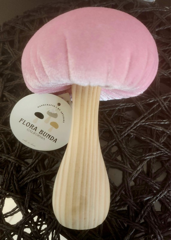 Flora Bunda PINK Valentines 6" Velvet Plush Mushroom Retro Shelf Sitter Decor gallery