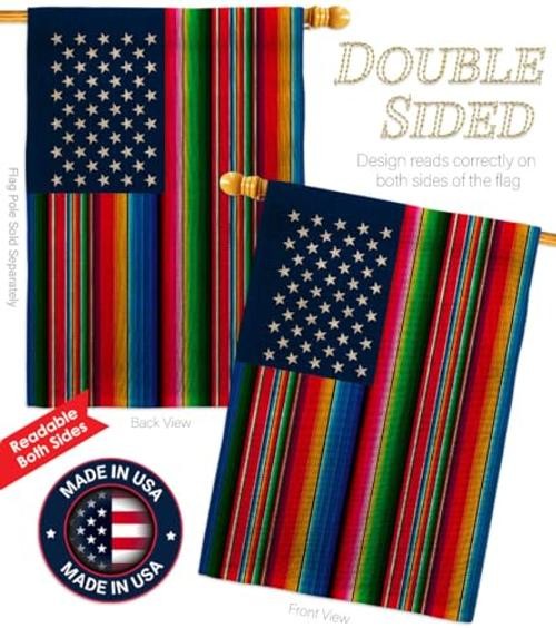 Mexican Serape Blanket American Burlap Flag House 2 Pcs Pack Burlap Wall gallery