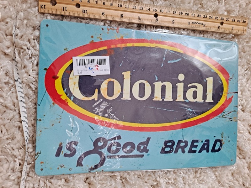 Sign Decor – 7 X 11 Inches – Aluminum – Vintage Looks for Home Colonial Bread