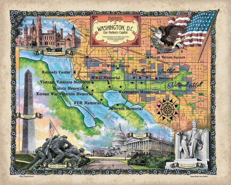 Washington D.C Map Art Print Poster Artwork Vintage Wall Decor Home & Gift