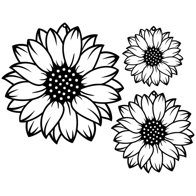 Sunflower Wall Decor 3 Pieces Flowers Metal Wall Art Black Sunflowers Home De…