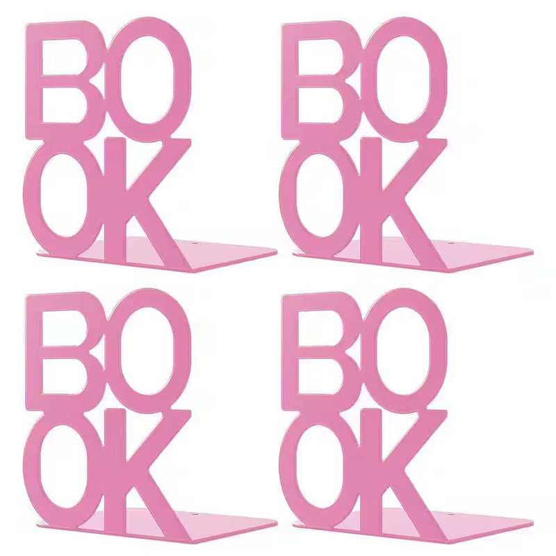 Pink 5 In. X 5.4 In. Metal Modern Bookend, 2-Pair