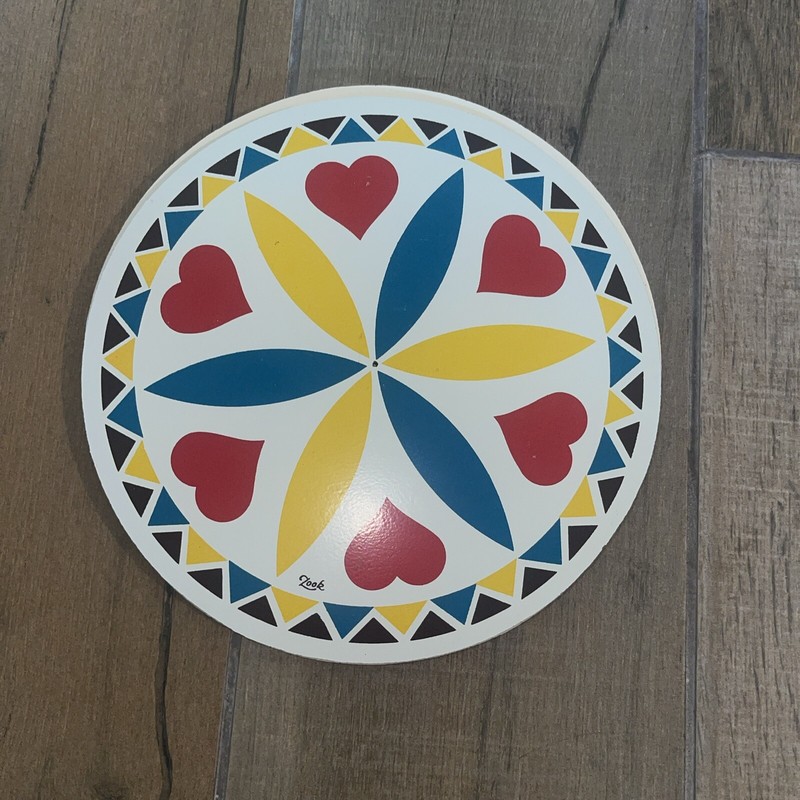 Vintage Original 60s 8″ Hex Love Sign Rosette Circle Pennsylvania Dutch