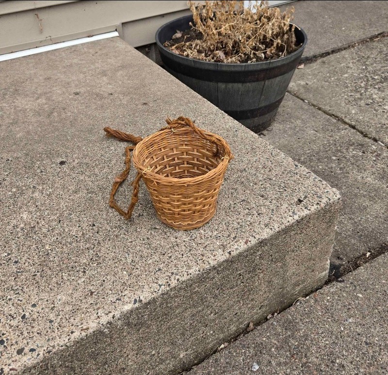 Woven Basket With Rope Handles, Hanging Planter Or General Storage 6.5 X 5 Inch gallery