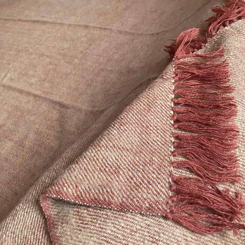 NEEM Handmade 100% Wool Dusty Rose Bed Runner Textile 86x41 Loomed Throw Blanket gallery