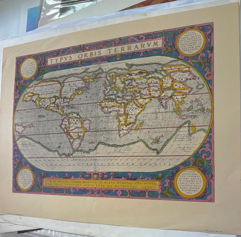 Vintage 1590 World Map Print by Abraham Ortelius 21 1/2″ x 19 1/2″