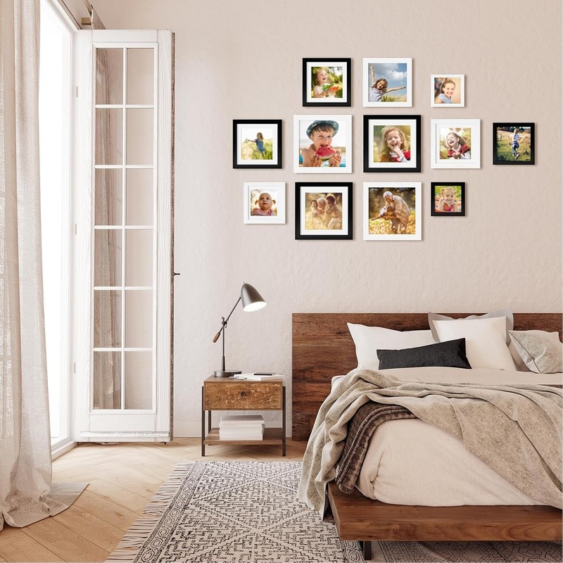 5x5 Picture Frame Black Set of 4, Wooden Square Photo Frames Matted gallery