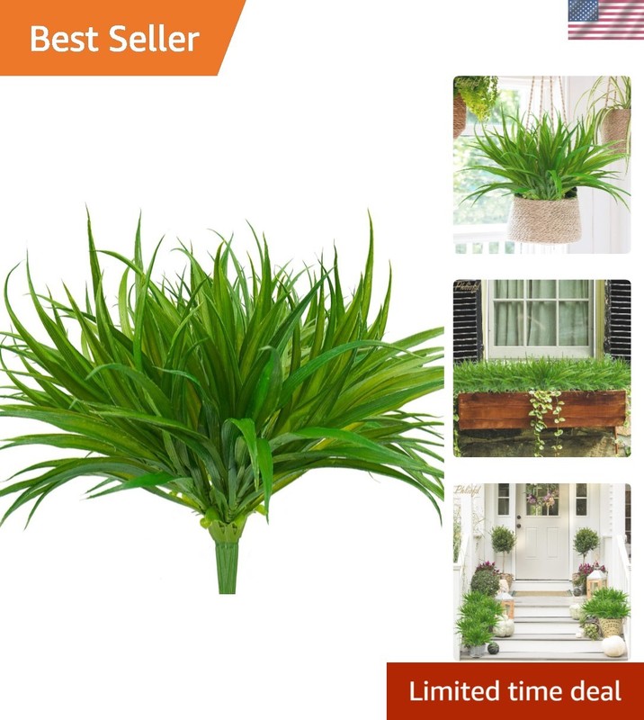 6Pcs Artificial Grass Fake Plants 17.3In 16 Leaves Outdoor Fake Grass UV Resista