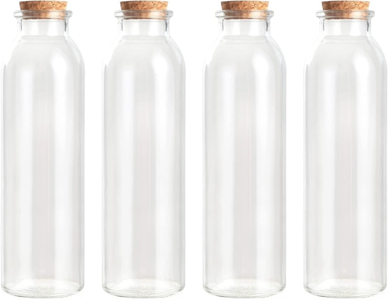Decorative Glass Bottles with Cork Spers (12 fl oz. Round