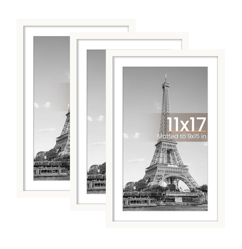 upsimples 11×17 Picture Frame 9×15 with Mat or 11 x 17 Without – 3 Pack
