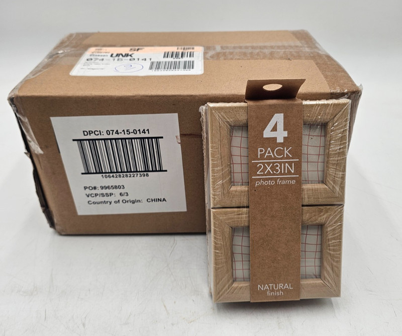 Case of 6 packs of 4 2"x3" Harbortown Mini Frames Natural- Brand New