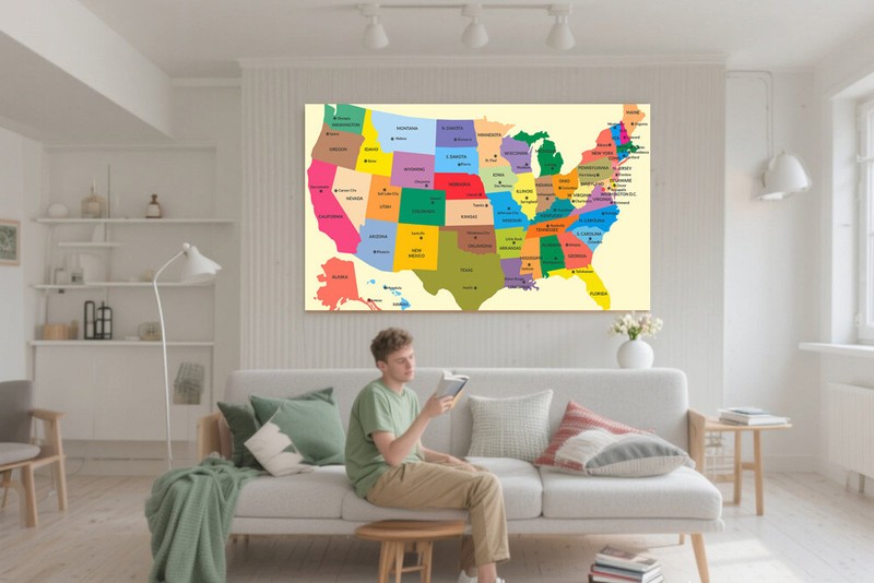 32''x50'' United States Map US Poster Administrative Print Home Office Mural gallery
