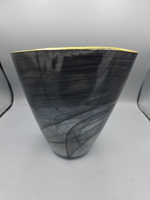 Goldsby Black and White Glass Vase 9.25 inches high x 9.25 inches wide x 4 inche