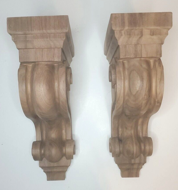 TWO Ekena Millwork Boston Traditional Scroll Solid Wood Corbel Unfinished Walnut gallery