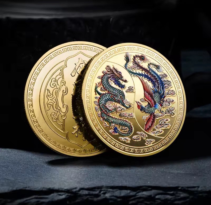 Souvenir Coin China Dragon and Phoenix Auspicious Commemorative Coin Collection gallery
