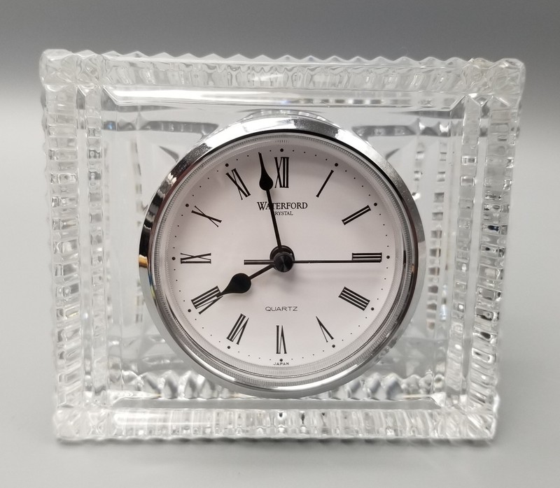 Waterford Crystal Desk Clock Analog Approximately 5x4x2 Inches Tested Works