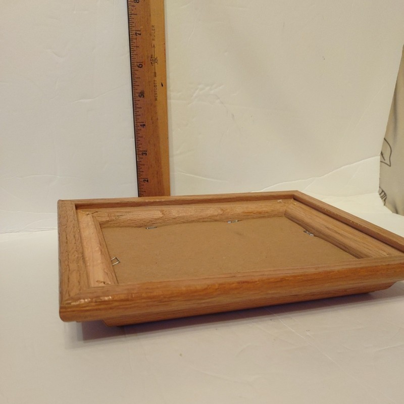 Signed 2- 5 x 7 Thick Vintage Solid Oak Frames Glass Wood Farmhouse Country Wall gallery