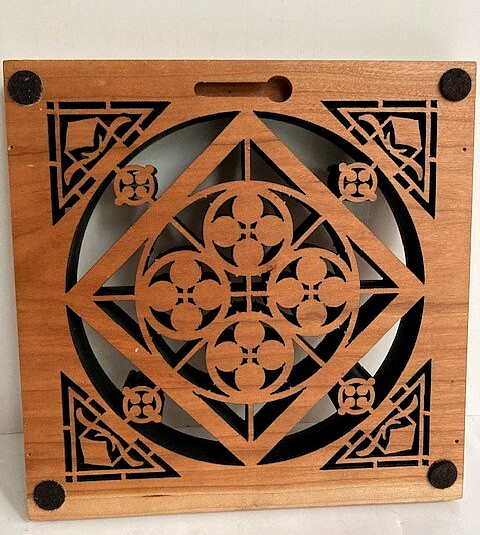 Solid Wood Wall Hanging Art Plaque Sacred Geometry Mandala Celtic 6.5in x 6.5in gallery