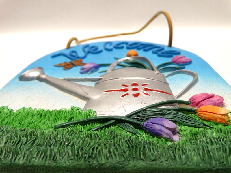 Welcome Plaque Door Sign Springtime Spoontiques Raised Resin Decor 3D 9” Tall gallery