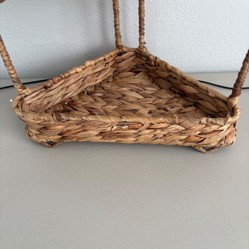 Woven Seagrass 2-Tier Corner Shelf Organizer Natural Fiber Boho Storage Basket gallery