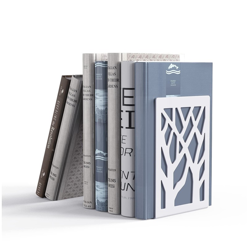Heavy Duty Metal Bookends, Decorative Book End Supports, Bookrack, Desk Caddy