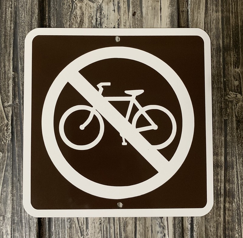 NO Bicycles NO Bikes Metal Parks & Trails Sign 6″x6″ (NEW)