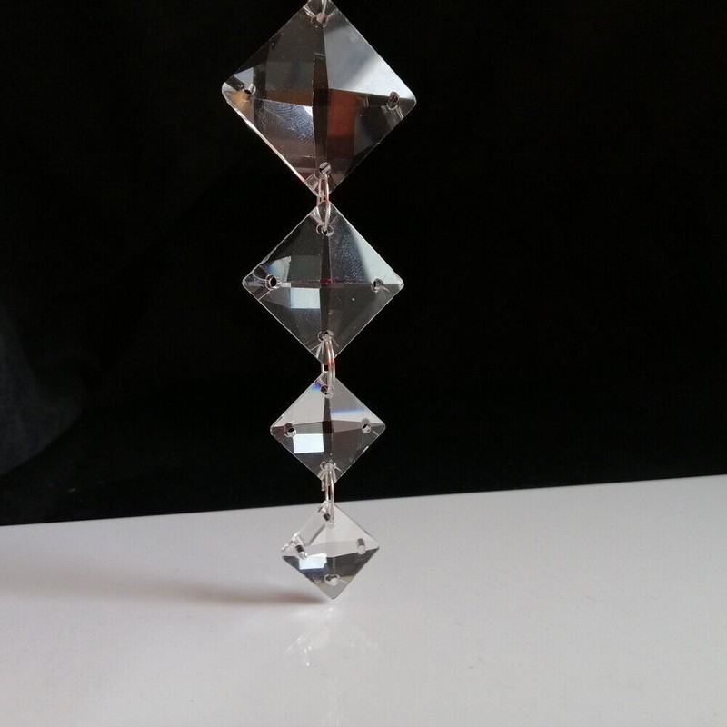50pcs 14-24mm 4Holes Square Clear Crystal Beads Glass Prism Chandelier Lamp Part gallery