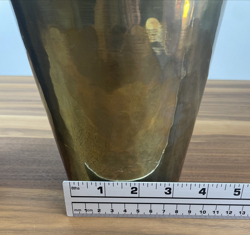 VTG Lot of 2 Hosley Solid Brass Dimpled Hand-Hammered/Dim Vase 12" Made in India gallery
