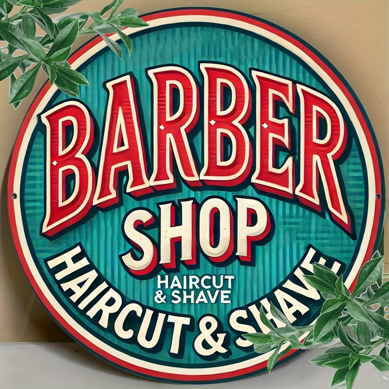 Vintage Barber Sign Funny Aluminum Sign 8 Inch Round Durable Metal