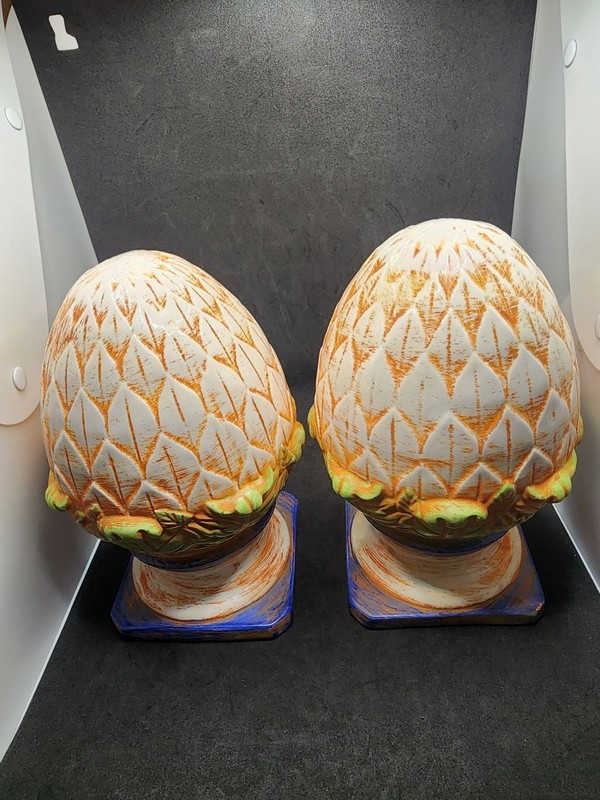 2 Ceramic Pineapples 10 Inches Tall 6 Inches Wide