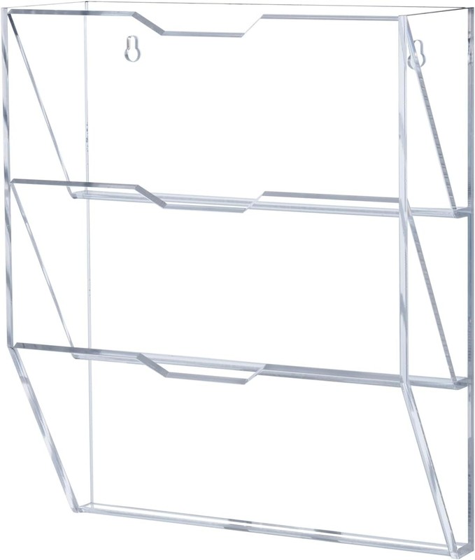3-Tier Premium Clear Acrylic Wall Mounted Mail Holder Sorter Document Rack gallery