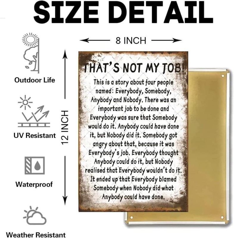 Funny Metal Tin Sign That's Not My Job Story Sign Fun Wall Art Vintage Plague... gallery