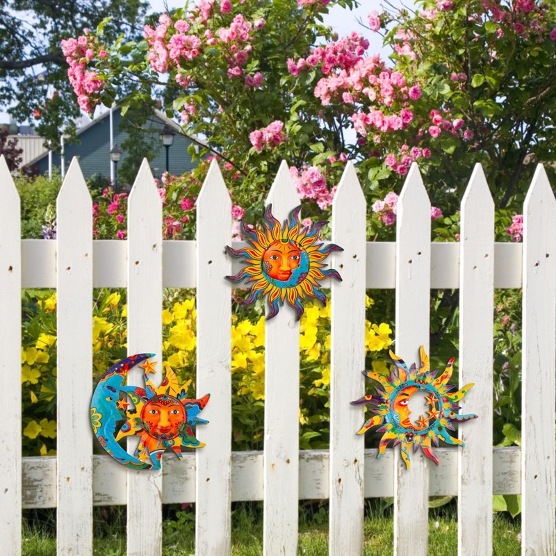 3 Pack Sun and Moon Wall Decor, Hanging Sun Moon & Stars Metal Wall Art, Sun ... gallery
