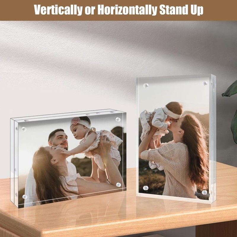 5x7 Acrylic Frames 6 Pack 20mm Thicker Frameless Clear Picture Frame Double Side gallery