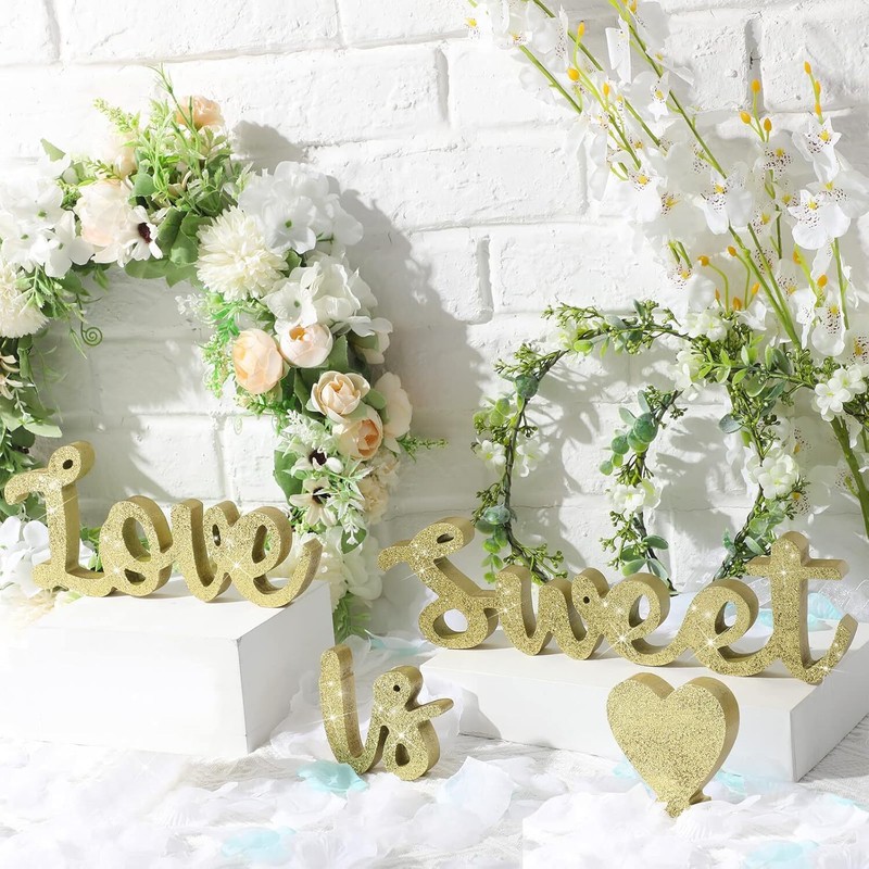 Love Sign is Sweet Decor for Dessert Table Sweetheart Party gold